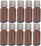 (Bild für) 10 Fläschchen à 10 ml aus Braunglas zur Aufbewahrung von ätherischen Ölen, mit Originalverschluss