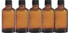 (image for) 5 vials, each containing 50 ml, for storing essential oils with seals and amber glass for protection from light